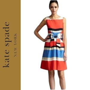 Kate Spade Knee Length Striped Jillian Bow Dress Size 6
